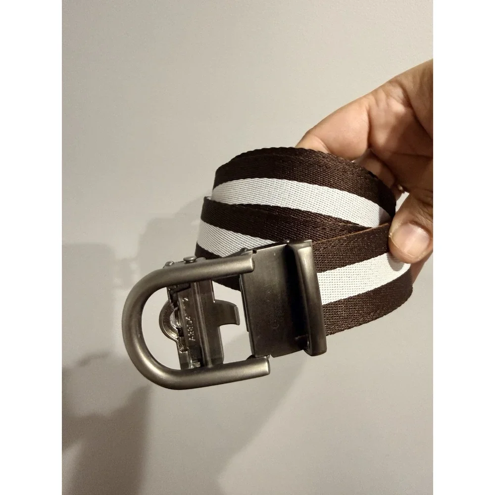 Nexbelt Men's Ratchet Golf Belt Brown White‎ Adjustable Classic System 45